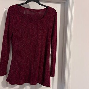 XL Red and black threaded knit sweater with long sleeves.